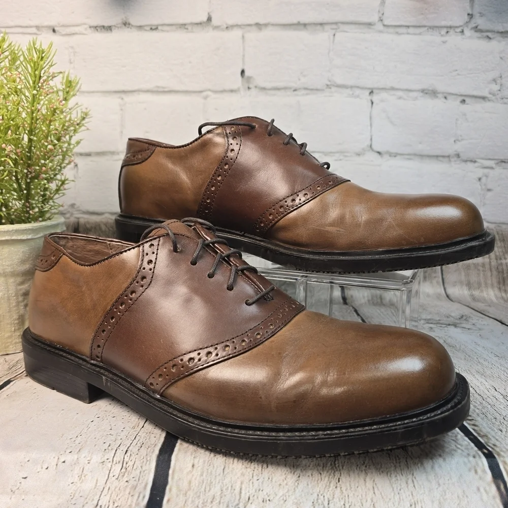 FLORSHEIM MENS BROWN LEATHER OXFORD DRESS SHOE LACE UP SIZE 11